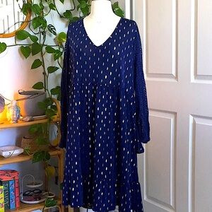 🦋⚡️Blue and Gold Suzanne Betro Dress Long Lace Sleeves✨🦋